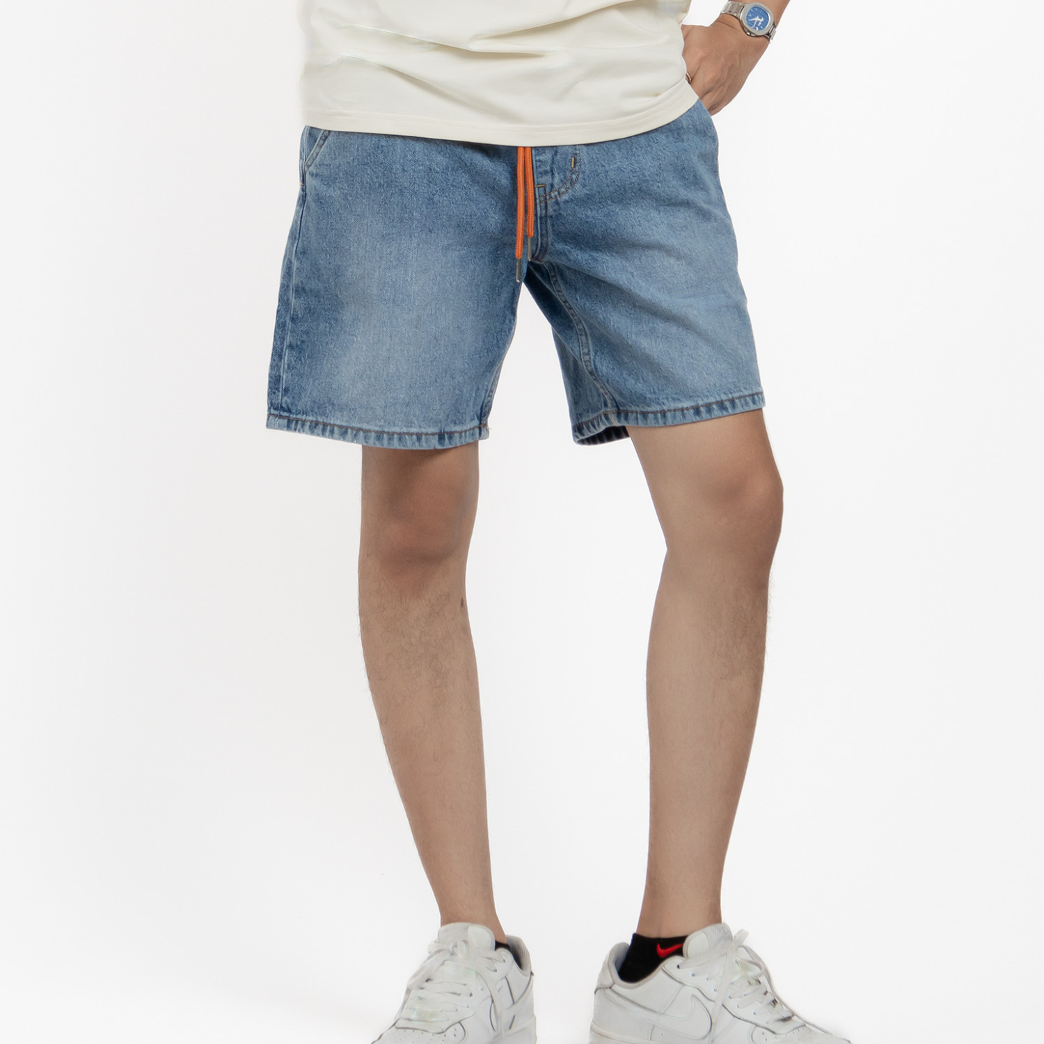 Quần Short Jean Lưng Thun Basic Put On Man