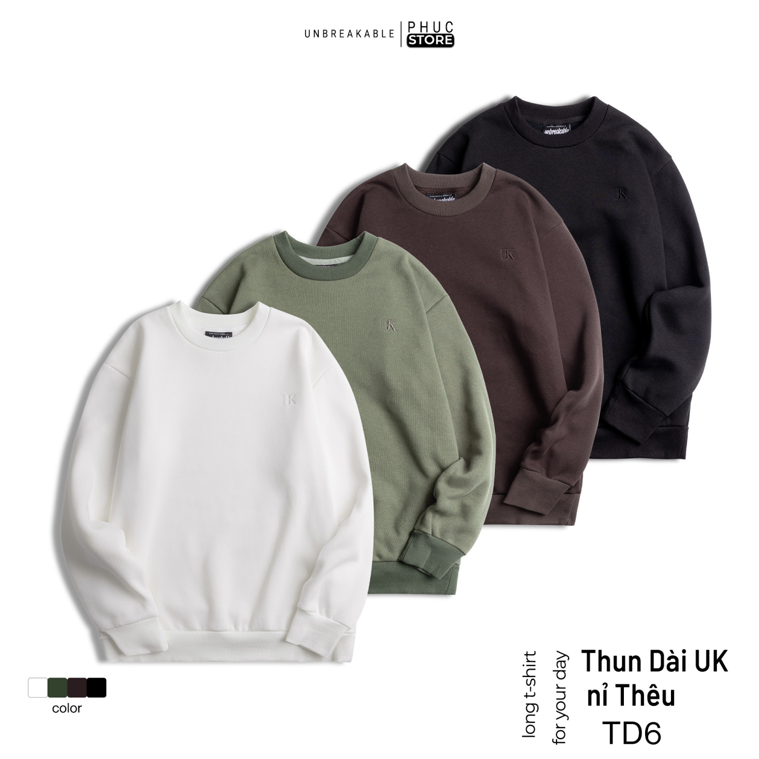 Áo Tay Dài Sweater Nam Unbreakable Chất Nỉ Bông Thêu UK Basic - PHUCSTORE