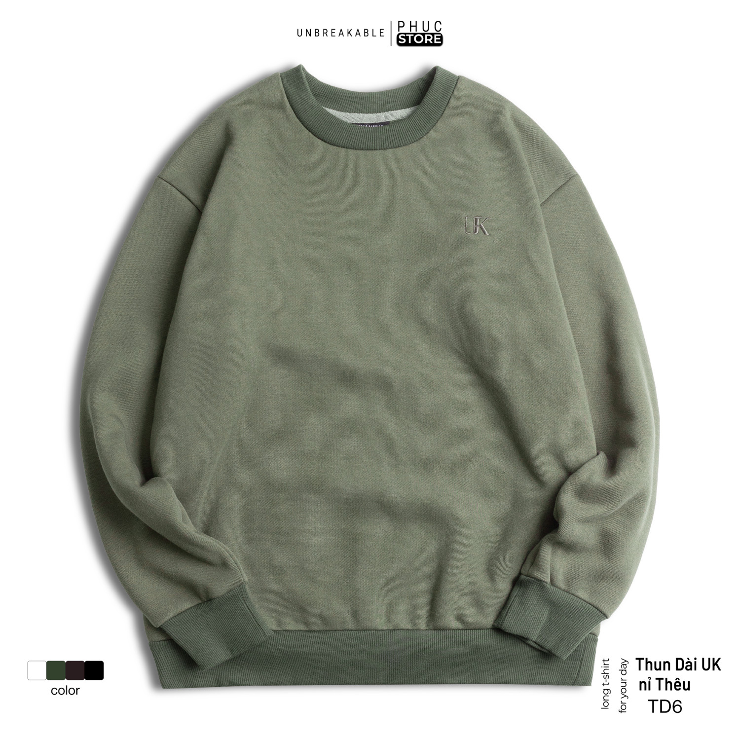 Áo Tay Dài Sweater Nam Unbreakable Chất Nỉ Bông Thêu UK Basic - PHUCSTORE