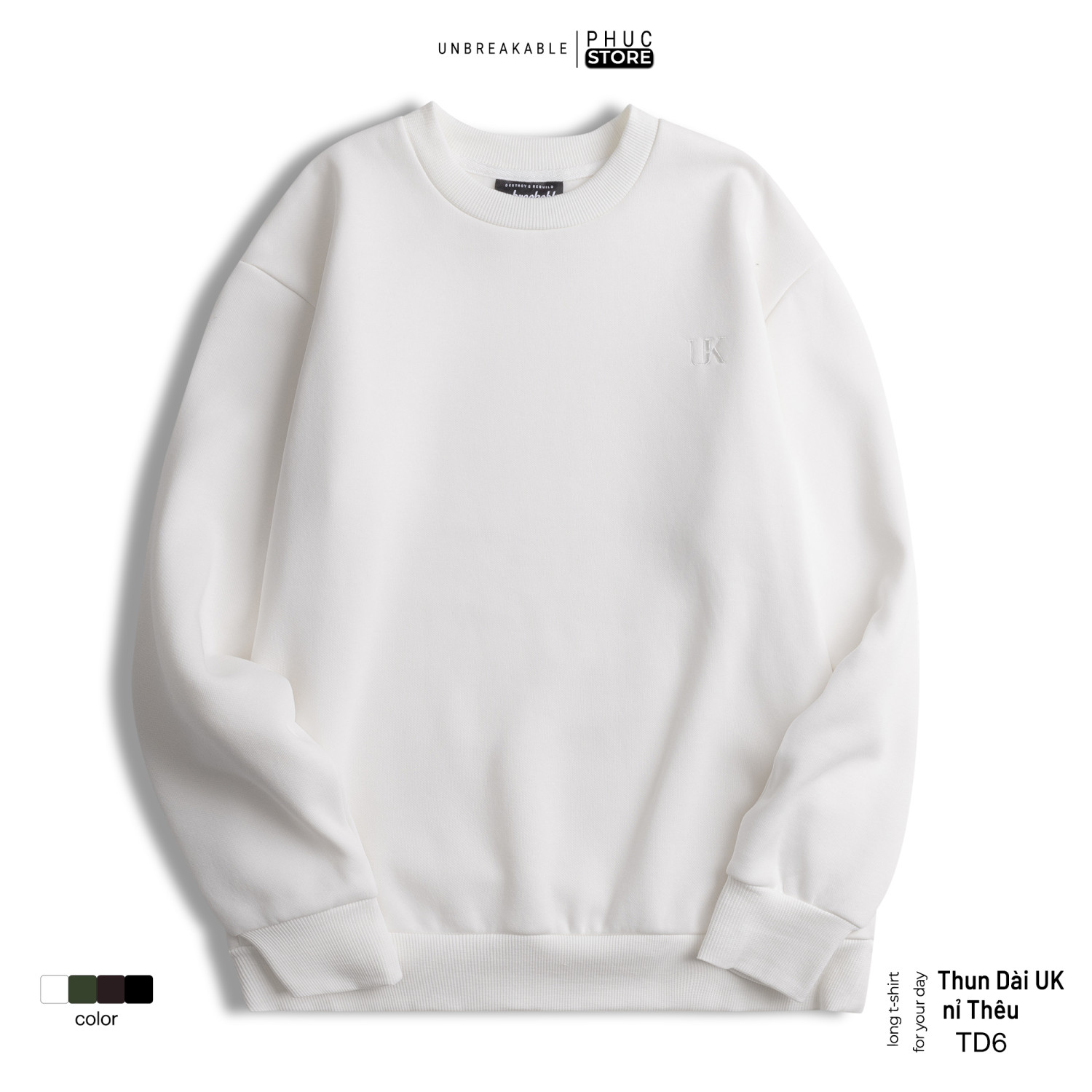 Áo Tay Dài Sweater Nam Unbreakable Chất Nỉ Bông Thêu UK Basic - PHUCSTORE