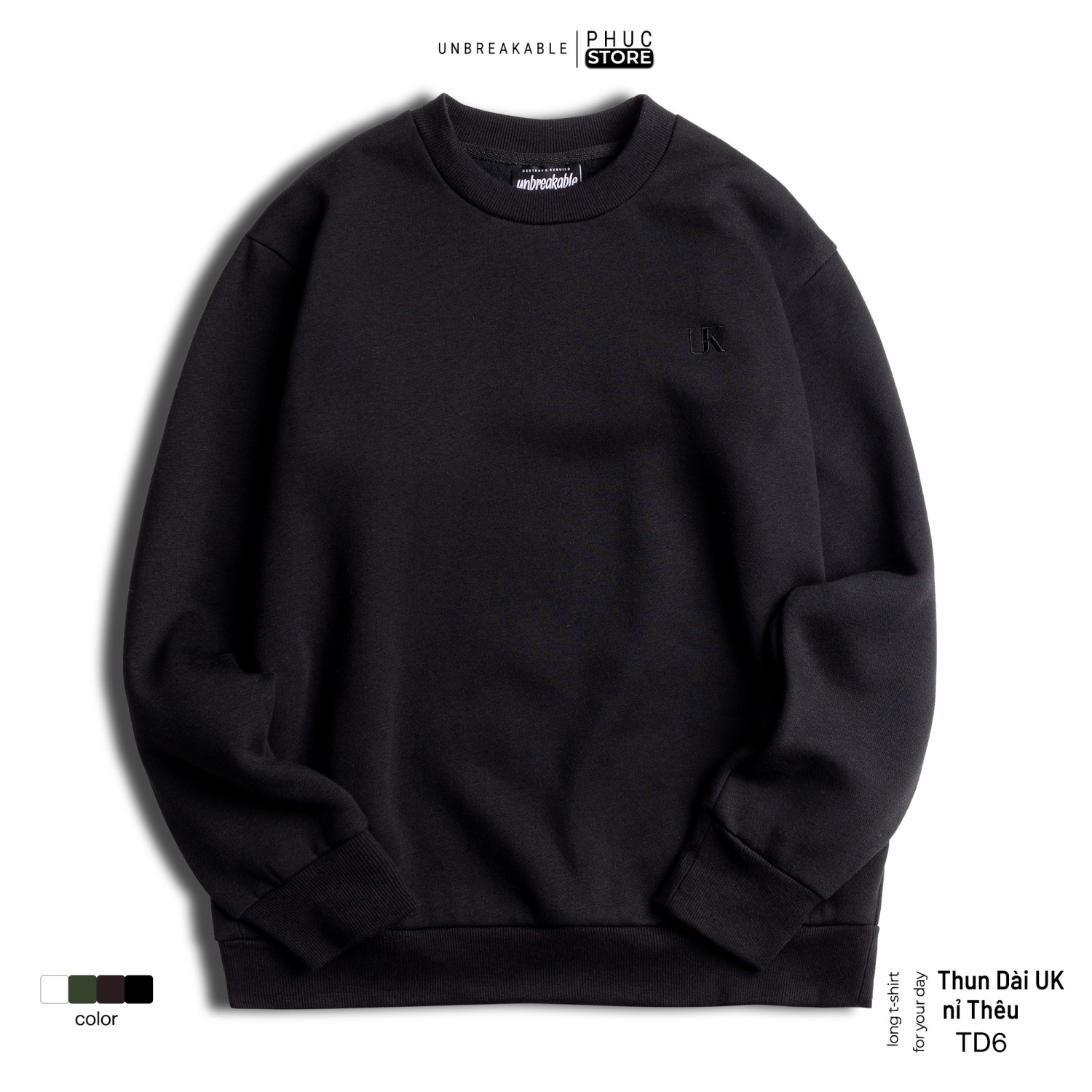 Áo Tay Dài Sweater Nam Unbreakable Chất Nỉ Bông Thêu UK Basic - PHUCSTORE