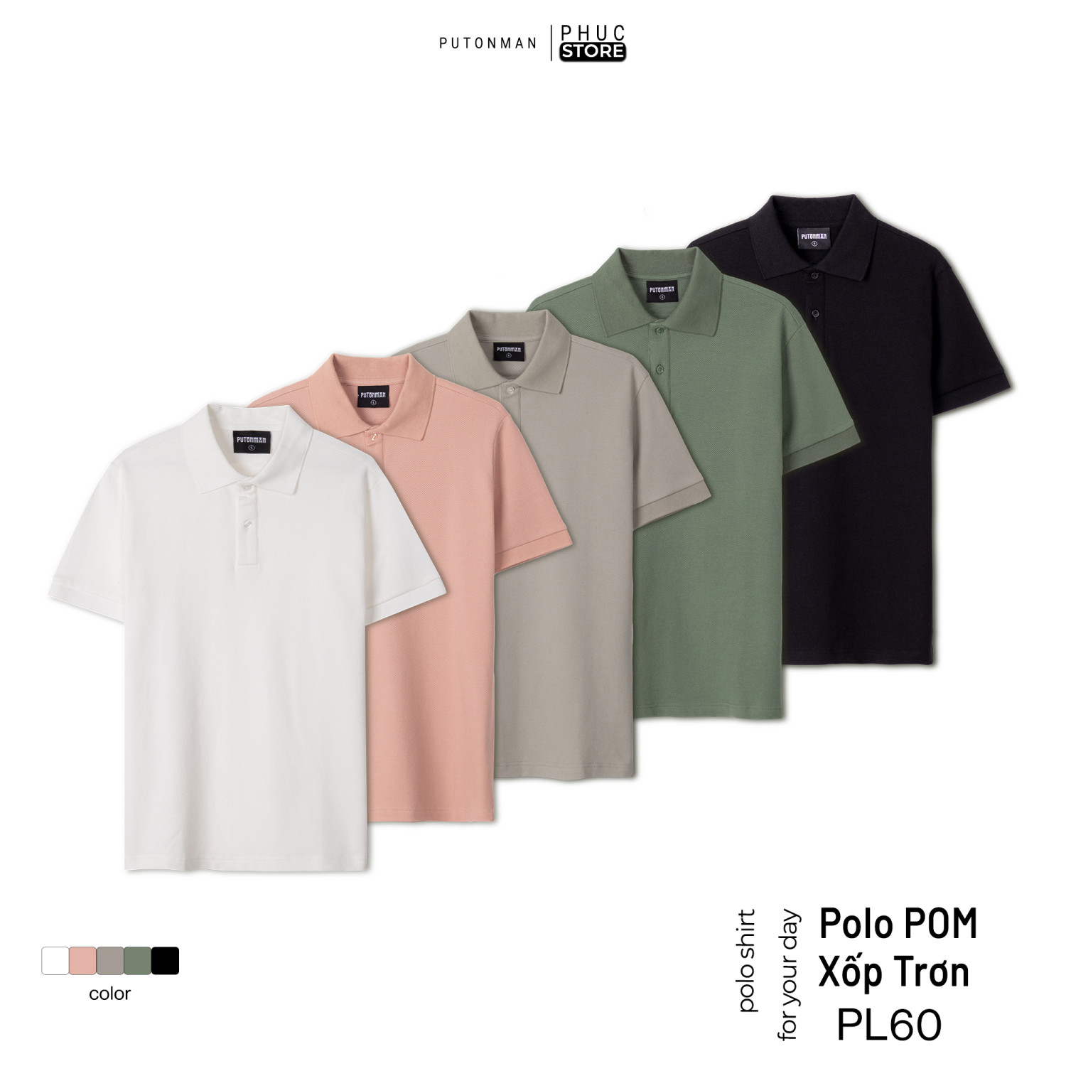 Áo Polo Nam Chất Nỉ Xốp Tổ Ong Basic Put On Man Thanh Lịch & Công Sở Văn Phòng - PHUCSTORE