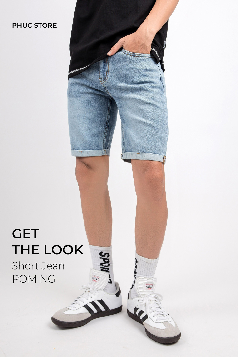 Quần Short Jean Put On Man lật lai