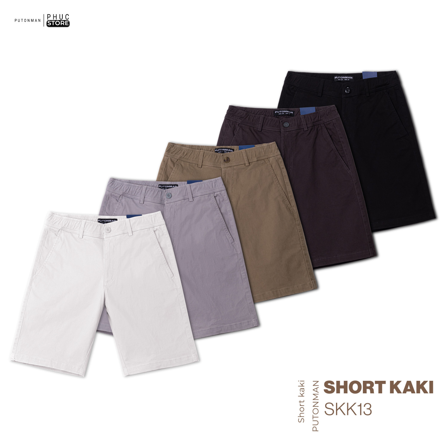 Quần Short Kaki Nam Put On Man SKK13 Trơn Lưng Thun - PHUCSTORE